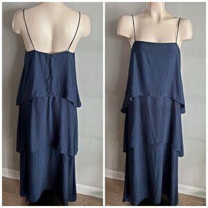 Banana Republic Navy Tiered Slip Dress Size 6 | Minimalist Midi Cocktail Dress